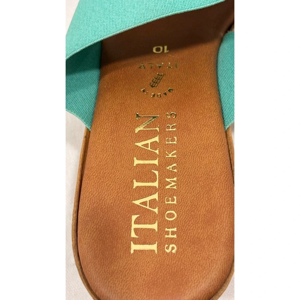 Italian‎ Shoemakers Womens Turquoise Elastic Strap Wedge Sandals Size 10 Italy